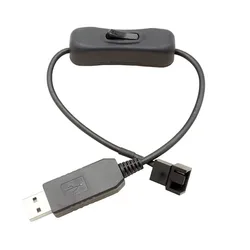 USB 12V to 4 Pin or 3 Pin PC Fan Sleeved Power Adapter Cable with ON Off Switch