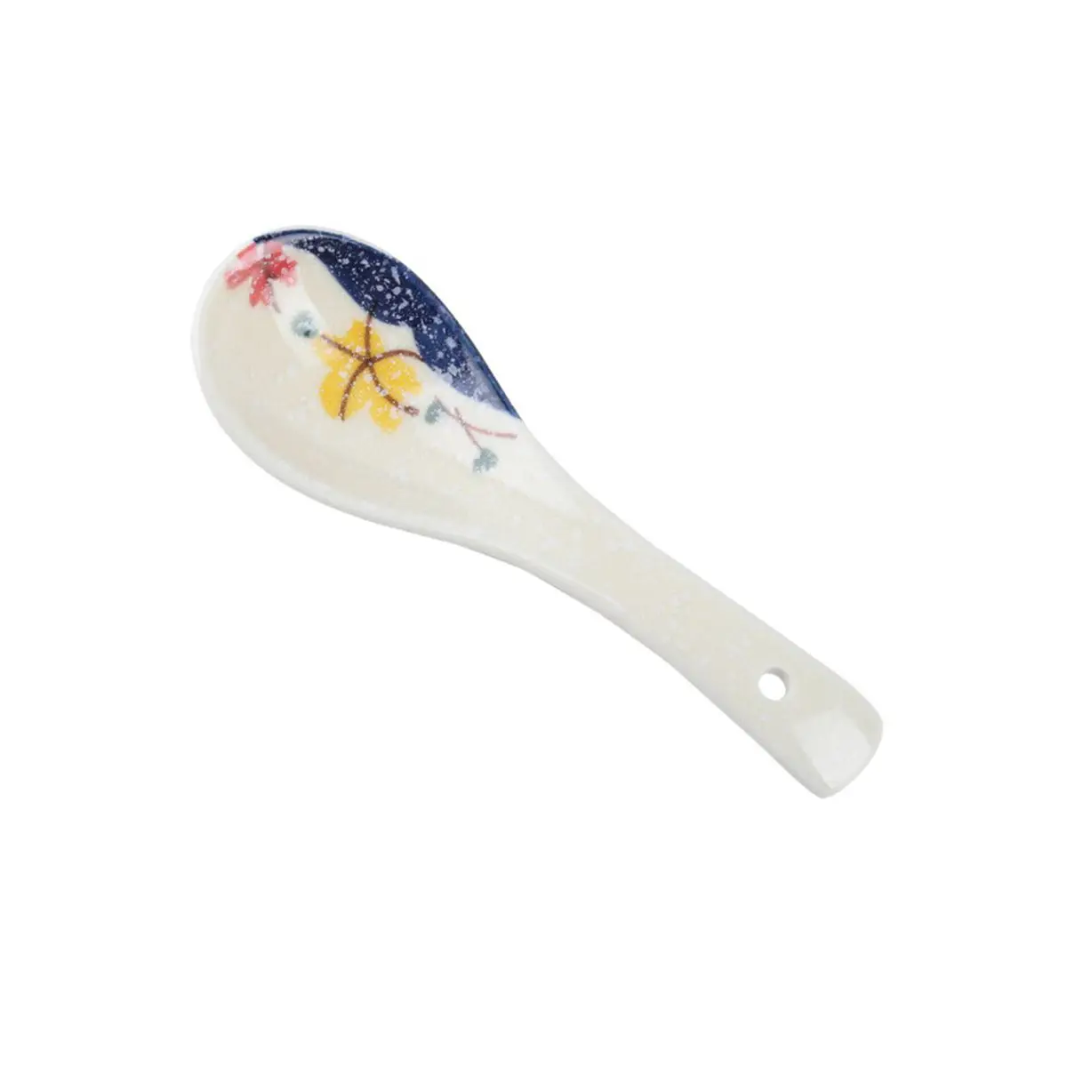 1Pc Japanese-style Ceramic Soup Spoon Handpainting Lotus Willow Underglaze Children\'s Rice Spoon Kitchen Tableware Accessories