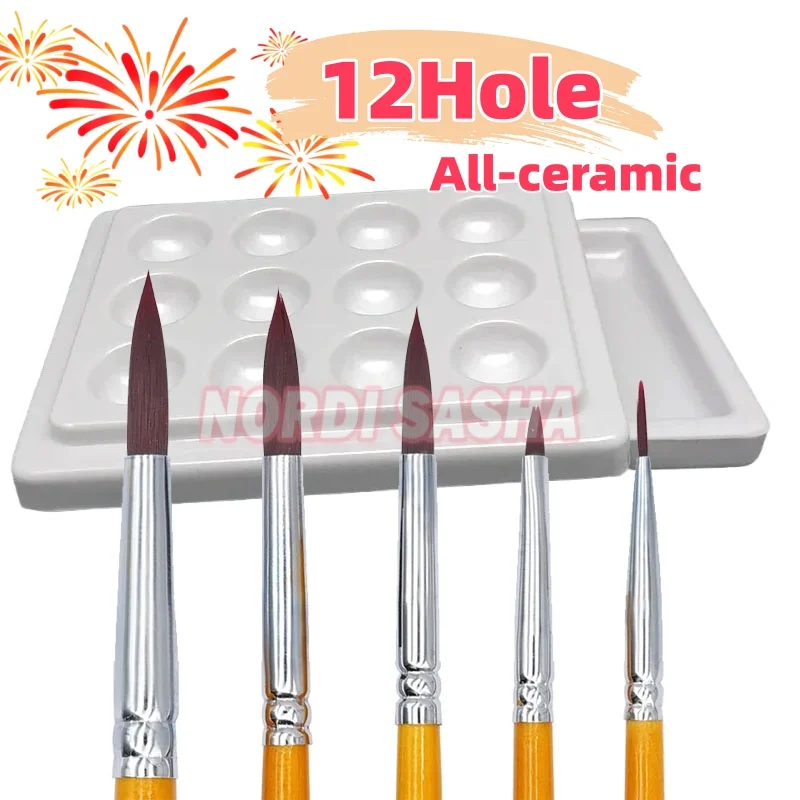 1Pcs Dental 12 Slot All Ceramic Palette with Cover Dental Lab  Porcelain Mixing Watering Moisturizing Plate Glaze