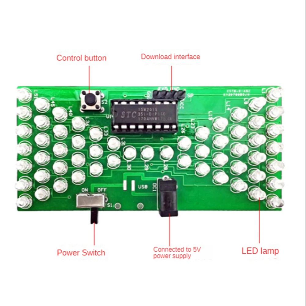 5V Electronic Hourglass DIY Kit Funny Electric Production Kits Precise with LED Lamp Double Layer PCB Board