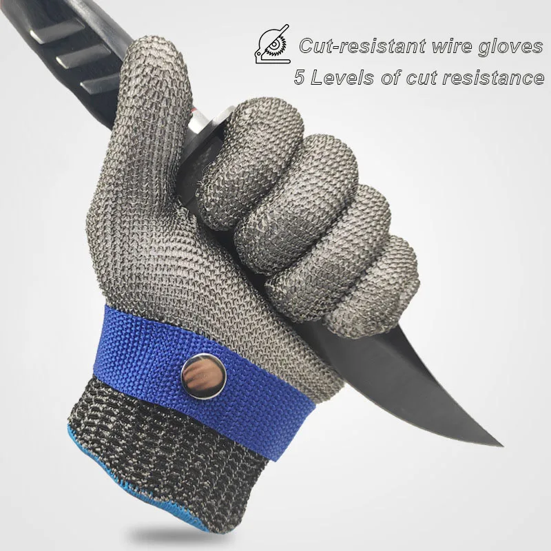 ANSIA5 Anti-cut Gloves Safety Cut Proof Stab Resistant Stainless Steel Wire Metal Mesh Butcher Protect Meat Cut-Resistant Gloves