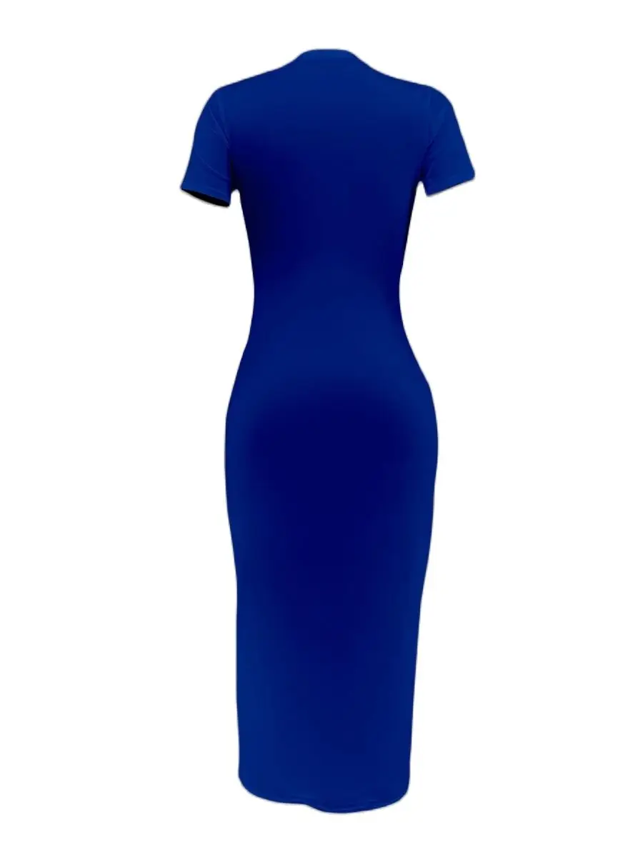 LW Solid Sexy Maxi Dress Round Neck Plain Bodycon Dress Women Elegant Elastic Slim Short Sleeve Long dresses Kobieca sukienka