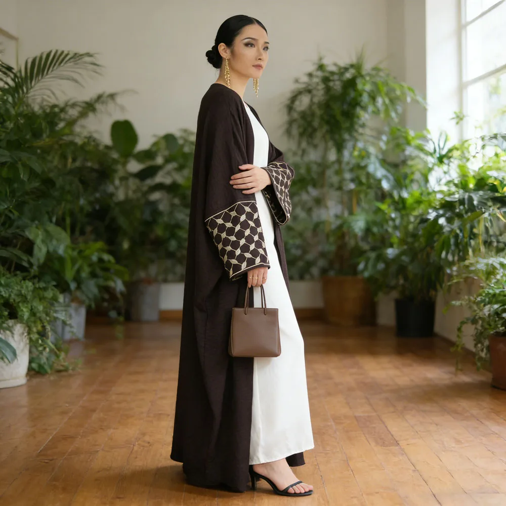 

Eid Djellaba Embroidery Open Abaya for Women Dubai Muslim Dress Ramadan Kaftan Turkey Kebaya Kimono Cardigan Robe Islam Jalabiya