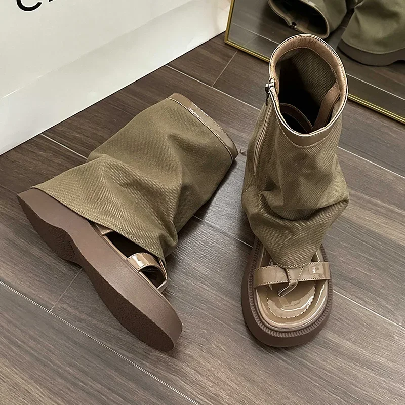 2024 Designers Women Sandal Fashion Open Toe Narrow Band Platform Flats Sandalias Ladies Elegant Gladiator Shoes High heels shoe