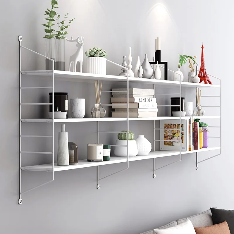 モダンミニマリスト壁掛け棚-リビングルーム-テレビ壁装飾-ワンロウパーティション-吊り下げ式寝室壁本棚