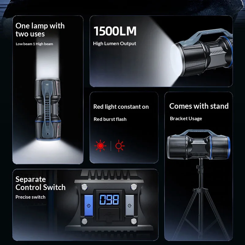 WARSUN D6000 Super Bright Flashlight USB Rechargeable Waterproof Tactical Torch Portable Emergency Light Home Use Ukraine Market
