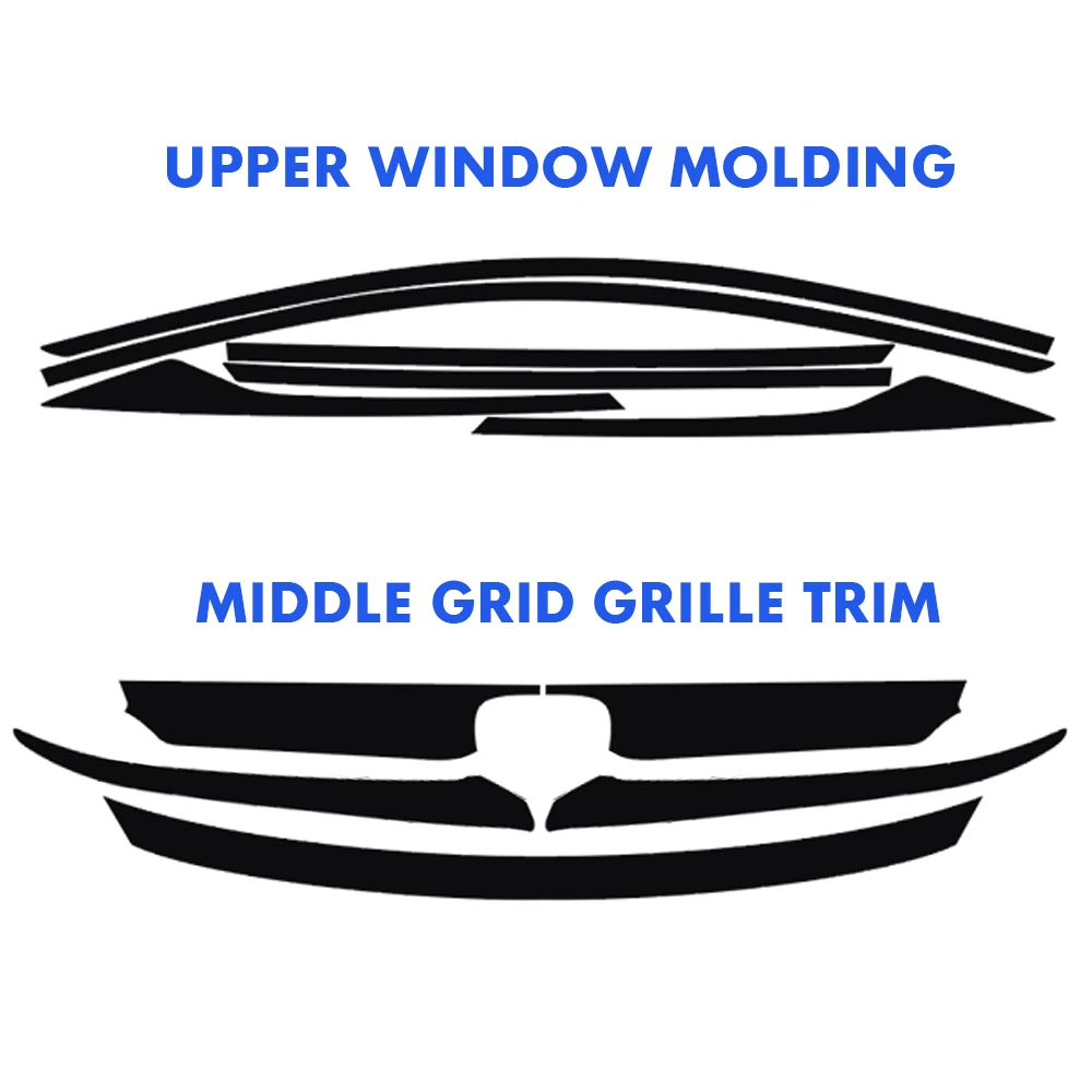 5pcs Car Front Grille Chrome Delete Blackout Overlay Vinyl Window Trim Sticker Decals For Honda Accord 2021-2022 Accessories