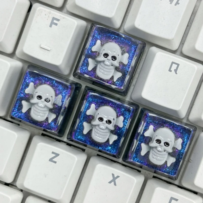 4pcs Cute Demon Skull Keycaps Custom ABS Resin Cartoon Keycap Personalized Point Key Caps for Gaming Wooting Mechanical Keyboard