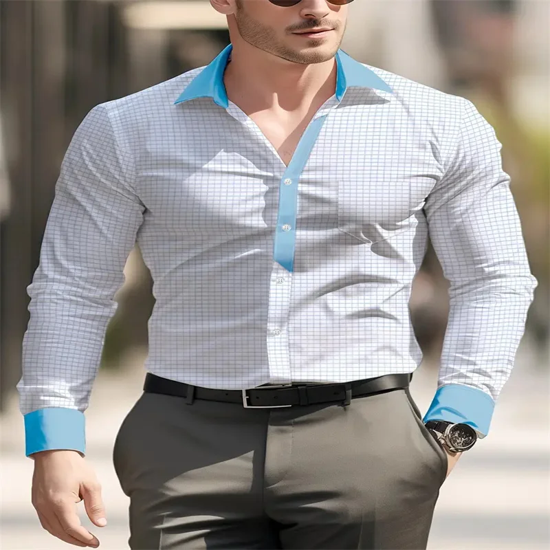 

Men's Business Dress Shirt - Tight fit Office Wedding Shirt, Classic Collar Design, Machine Washable Polyester Fabric