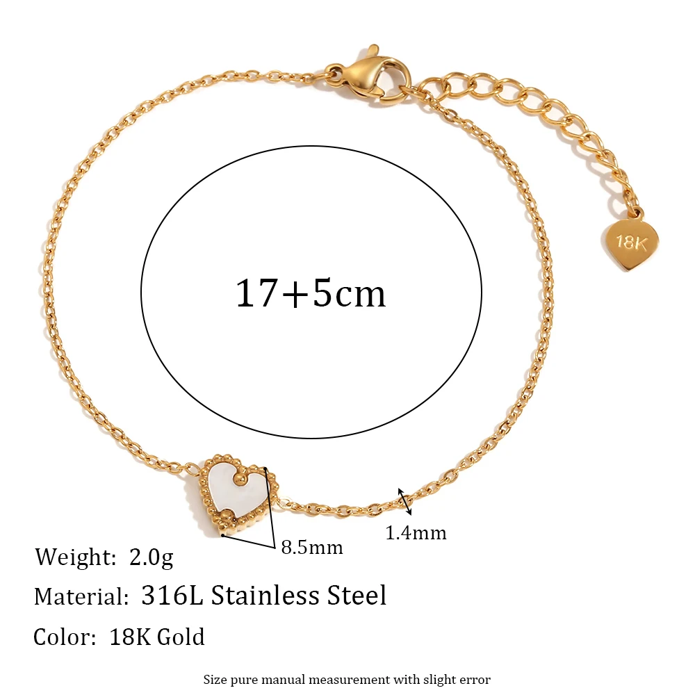 E.B.belle Single Shell Love Bracelet Necklace Set
