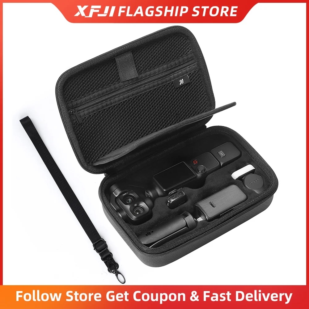 Sac de transport portable XFJI pour DJI Osmo Pocket 4P Creator Combo, accessoires pour caméra stabilisée avec sangle, 4 emplacements dédiés pour filtres