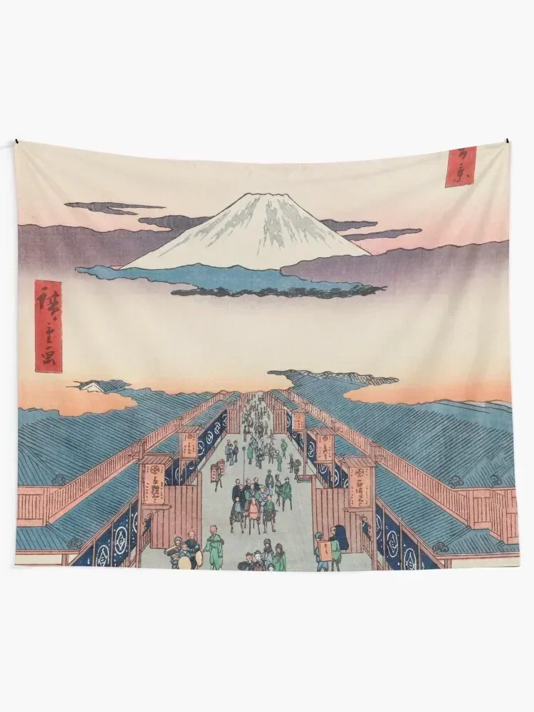 

Mount Fuji above Ancient Street Ukiyo-e Japanese Art Tapestry Room Decorator Decorative Wall Mural Tapestry