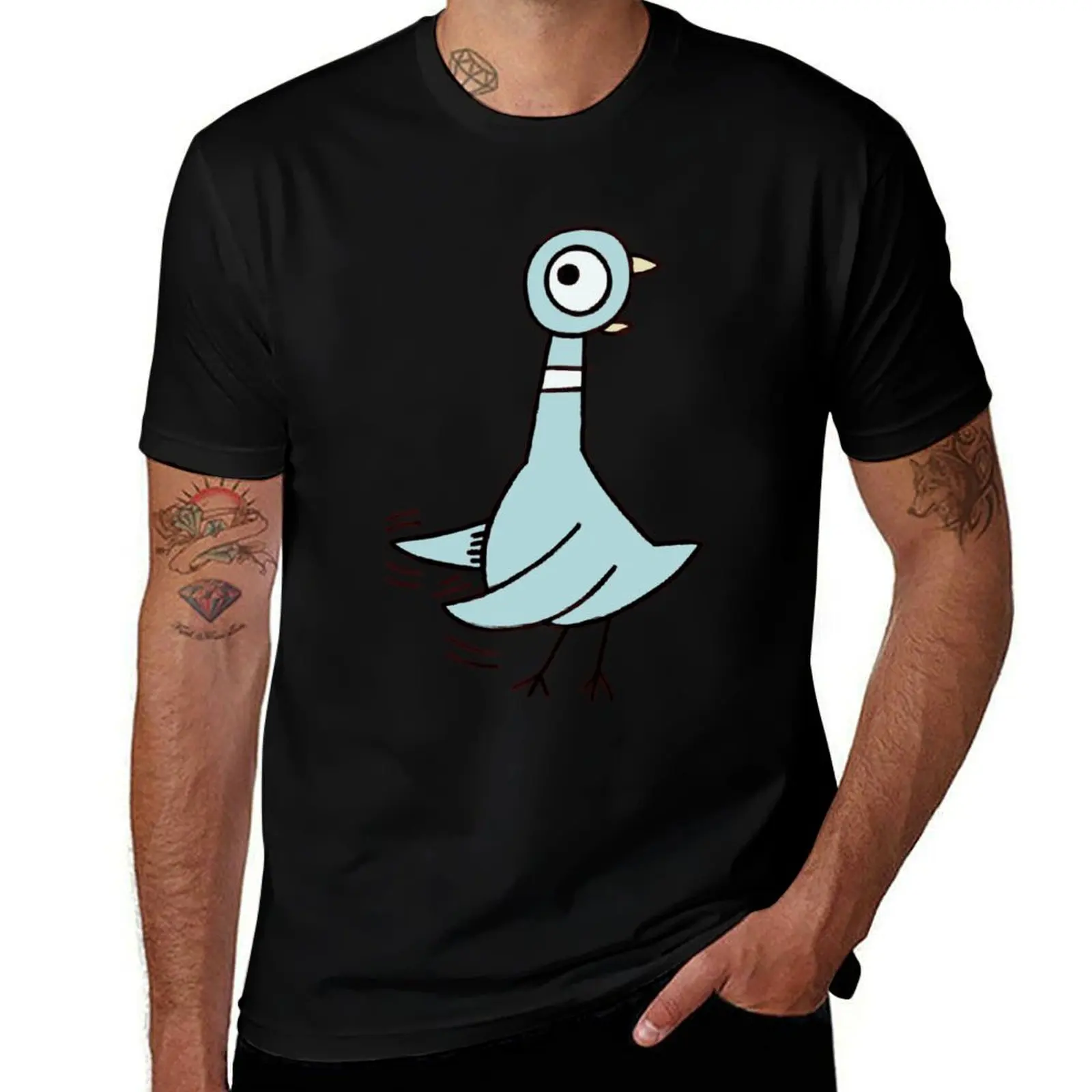 Don't Let The Pigeon so excited fan art T-Shirt Casual Loose Short Sleeve Tee for Men T-Shirt