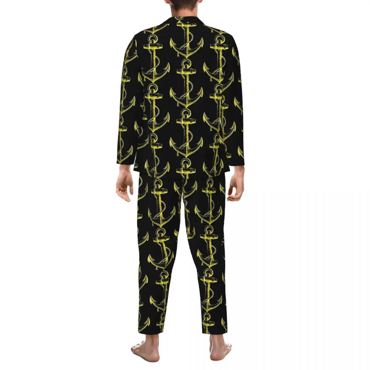 Pyjama Injecteur Jaune pour Homme, Ensemble Deux Pièces, Décontracté, Surdimensionné, Design, Maison, Cadeau, Printemps, Mignon, Doux, 03 Vêtements de Nuit