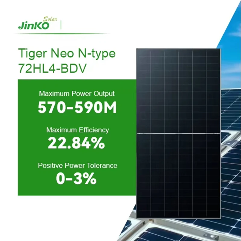 Jinko 72 Half Cell N-Type Mono 600W 595W 575W 580W 585W 590W Solar Panels Bifacial Dual Glass Module Nigerian Distributor