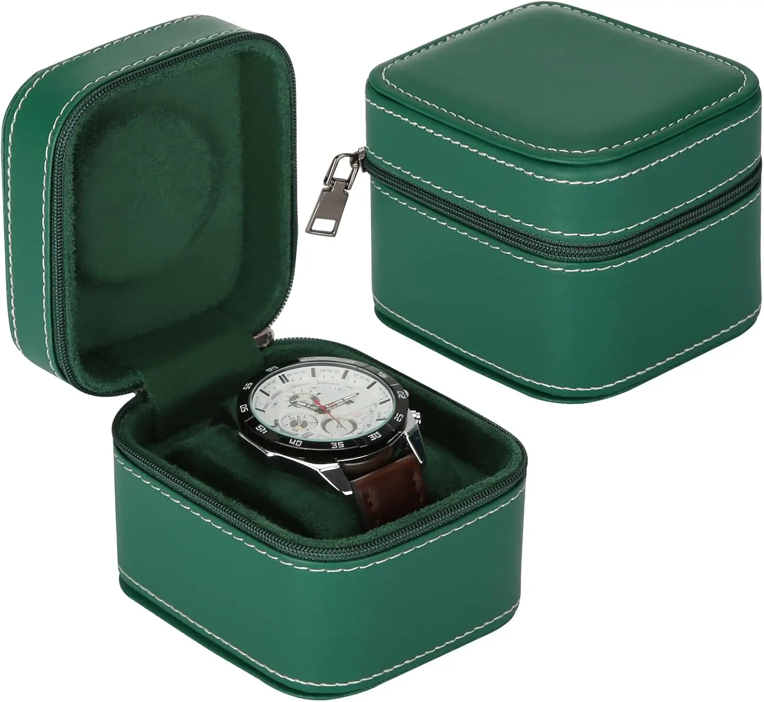 Single Watch Box, Portable Travel Case with Removable Pillow and Durable Zipper for Men Women, Perfect Gift for Wristwatches