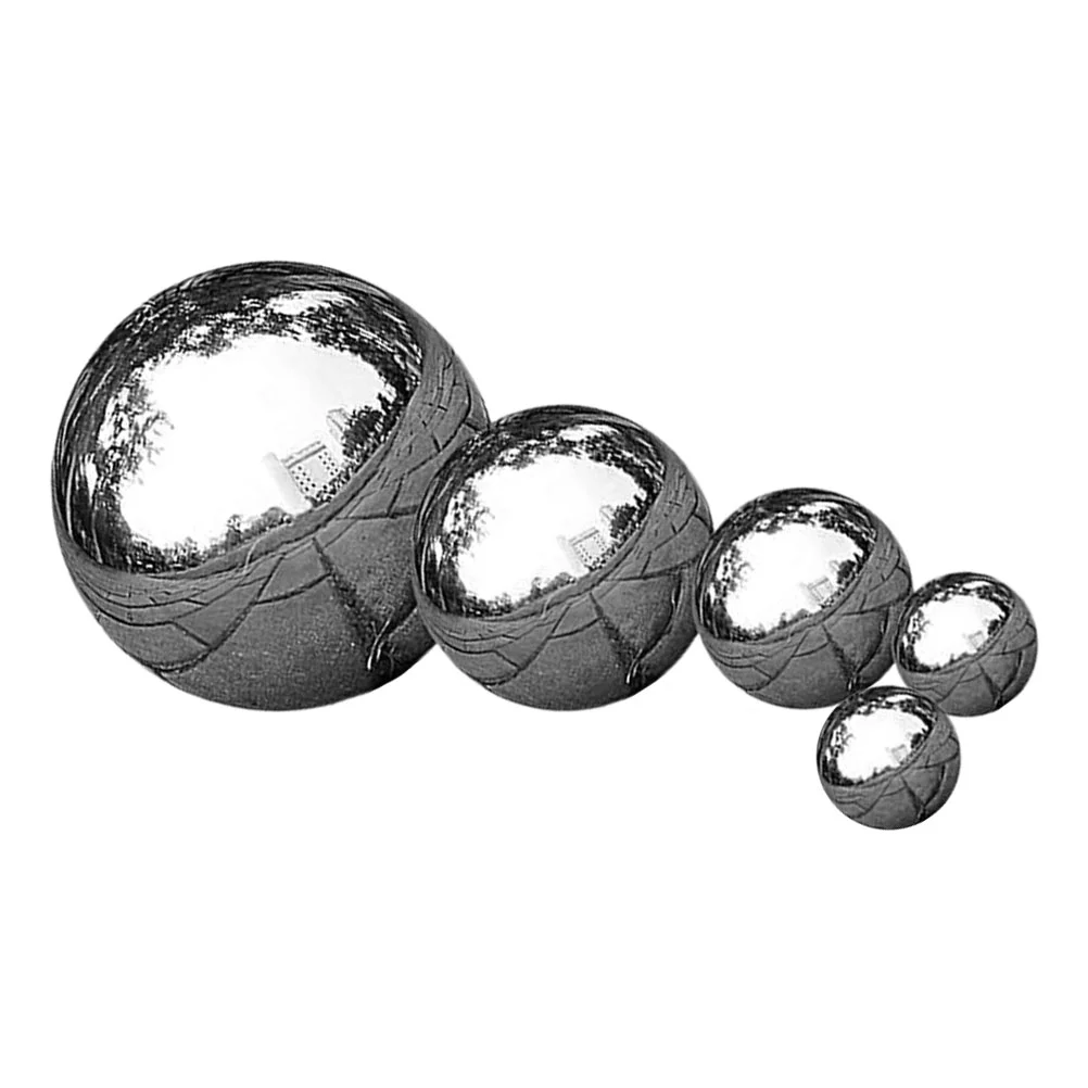 5 Pcs Outdoor Decor Garden Reflector Planet Earth Mirror Polishing Ball Accessories Stainless Steel Ornaments Silver Balls