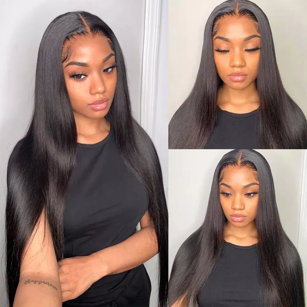 Sapphire 4C  Glueless 180% Lace Frontal Wig Bone Straight Human Hair Wigs Brazilian Lace Wigs For Black Women Bleached Knots