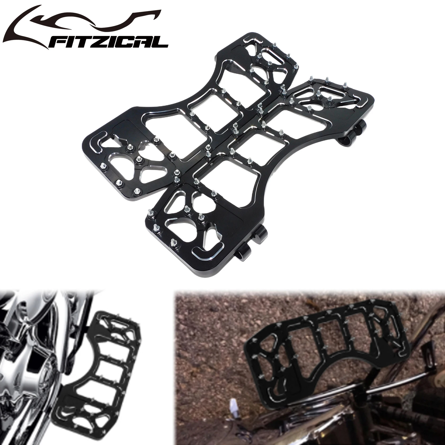 Motorcycle Front Driver Floorboards Wide Foot Pegs Stretched Footrest Pedal For Harley Touring Road Glide Softail FLST Dyna FLD