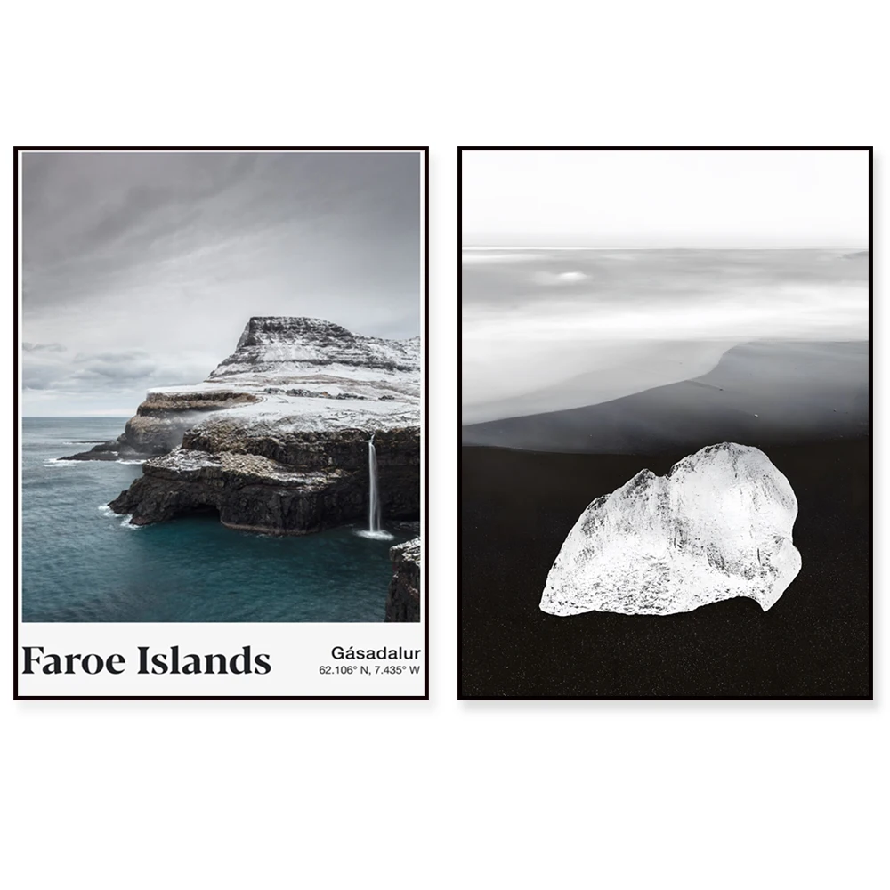 Scotland，Iceland，Norway，Faroe Islands，Ice on Diamond Beach |Finland travel poster