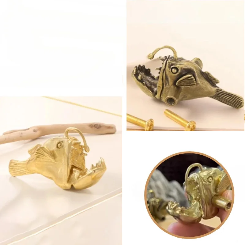 

1Pair Anglerfish Brass Cabinet Door Handle Cabinets/Drawers Doorknob Copper/ Antique Color Handles for Furniture Cabinet Handles