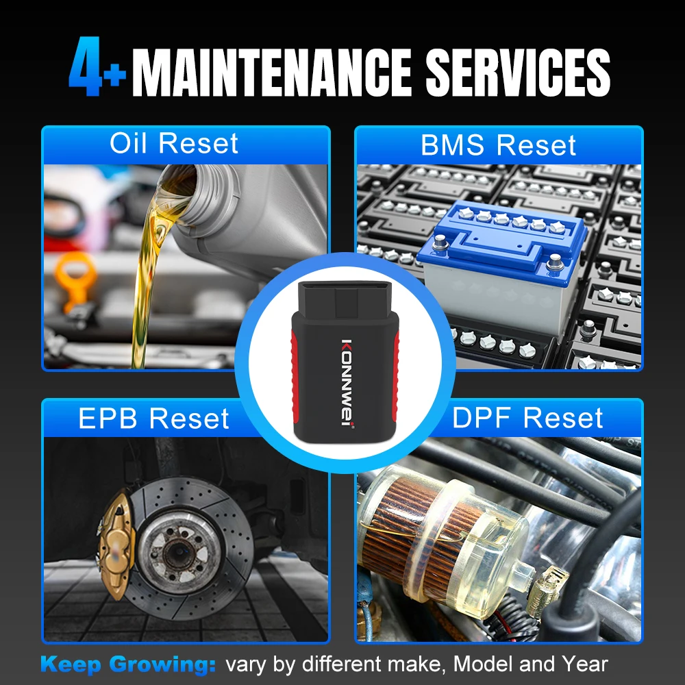 KONNWEI KDIAG Car OBD2 Diagnostic Tool Bluetooth Full System Auto Scanner Oil Reset SRS SAS EPB Service ECU TPMS Programmer Tool