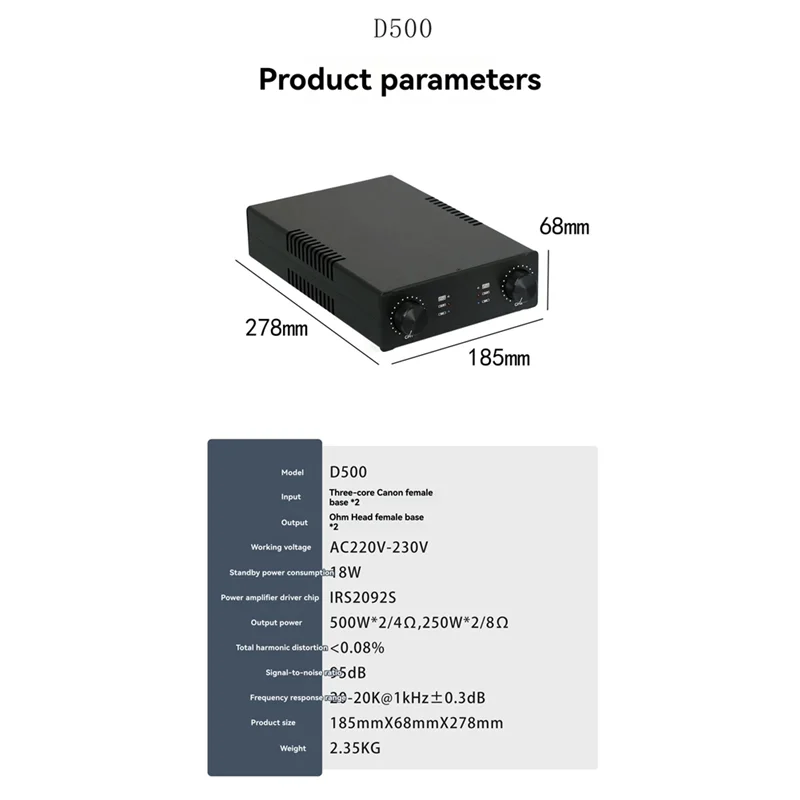 

【B74A】Power Amplifier Board Digital Audio Module 500W+ 500W Dual-Channel Fever-Level High-Power IR S2092