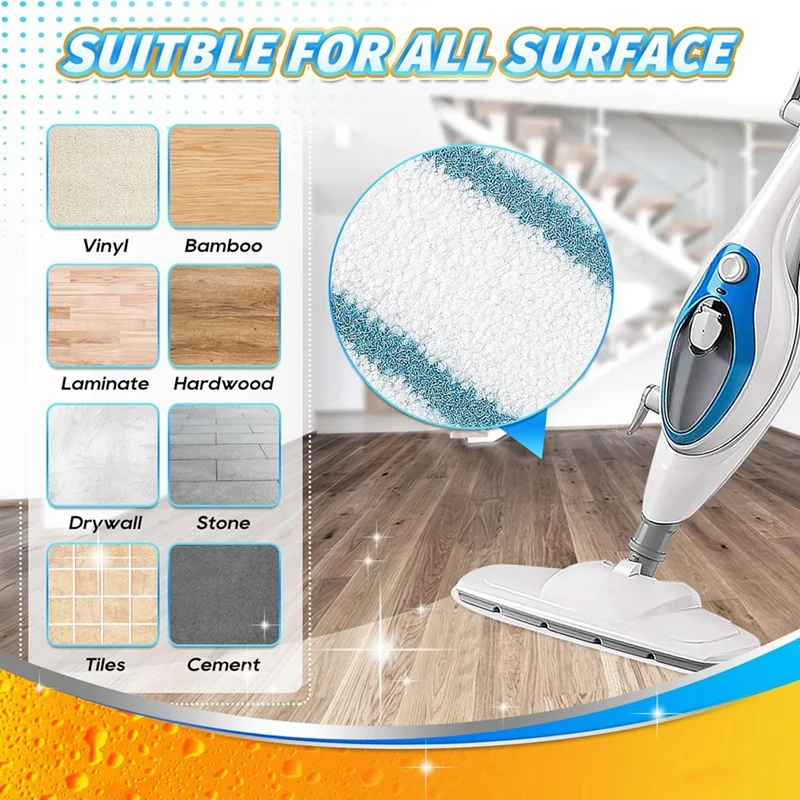 Steam Cleaner Accessories For Pursteam Thermapro 10-In-1 Steam Mop Cleaner Washable Microfiber Pads For Hardwood Floor