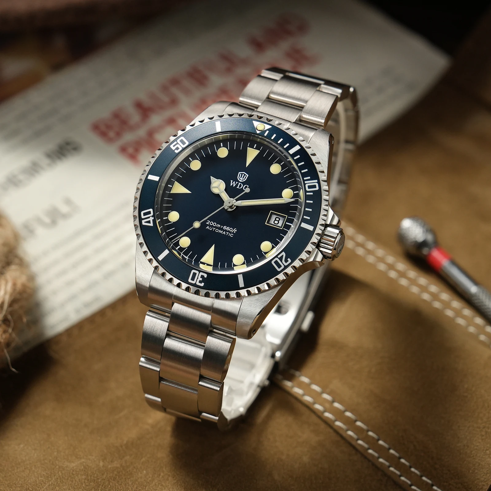 Watchdives WD5513P Men Dive Watch Sapphire Crystal PT5000 Movement Automatic Mechanical Luminous Waterproof 200M Wristwatch