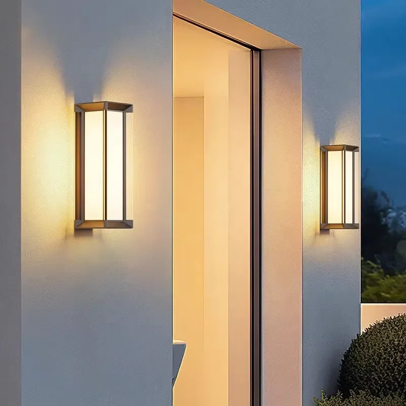 LED Outdoor Square Strip Wall Light Luxury Nordic Style 28/50CM Garden Corridor IP65 Waterproof with Light Sensor Dimmable