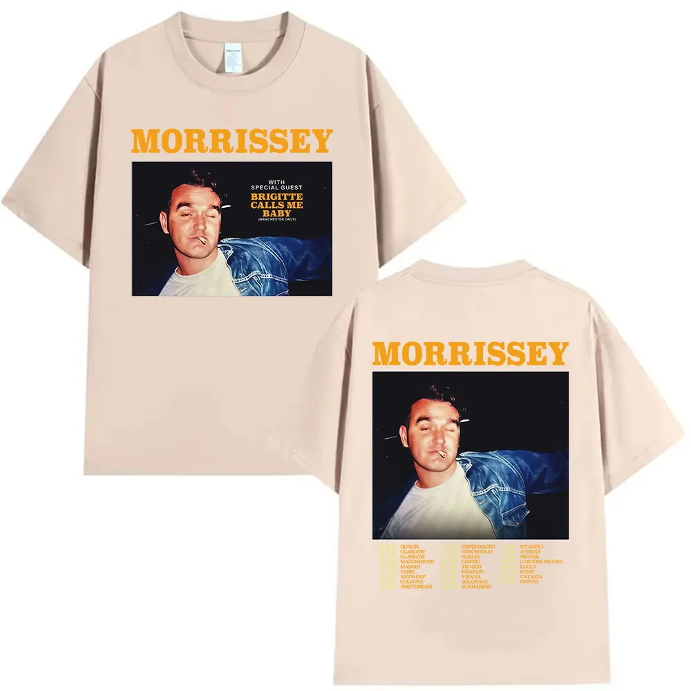 تي شيرت Morrissey Bricitte Calls Me Baby Tour 2025 تي شيرت جرافيك للرجال ملابس هيب هوب فضفاضة كبيرة الحجم من القطن تي شيرت صيفي
