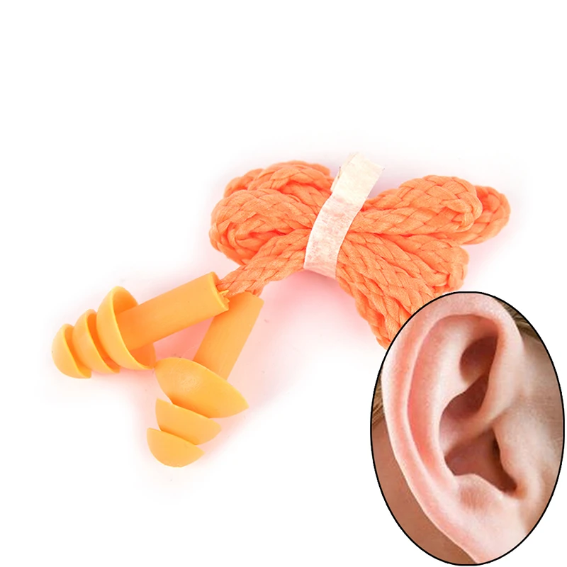 Soft Silicone reutilizáveis Ear Plugs, Proteção Auditiva Tampões, com fio, 1pc