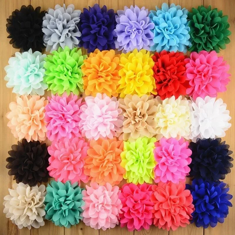 

100 pcs/lot , 3.9" Chiffon Flowers DIY Large Chiffon Puff Flowers You pick colors
