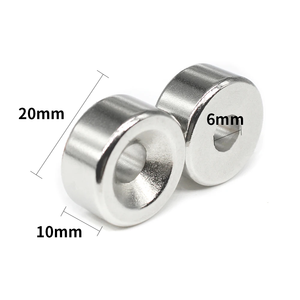 2/5/10/15/20PCS 20x10-6 Disc Rare Earth Neodymium Magnet 20*10 mm Hole 6mm Countersunk Round Magnets Strong N35 20*10-6