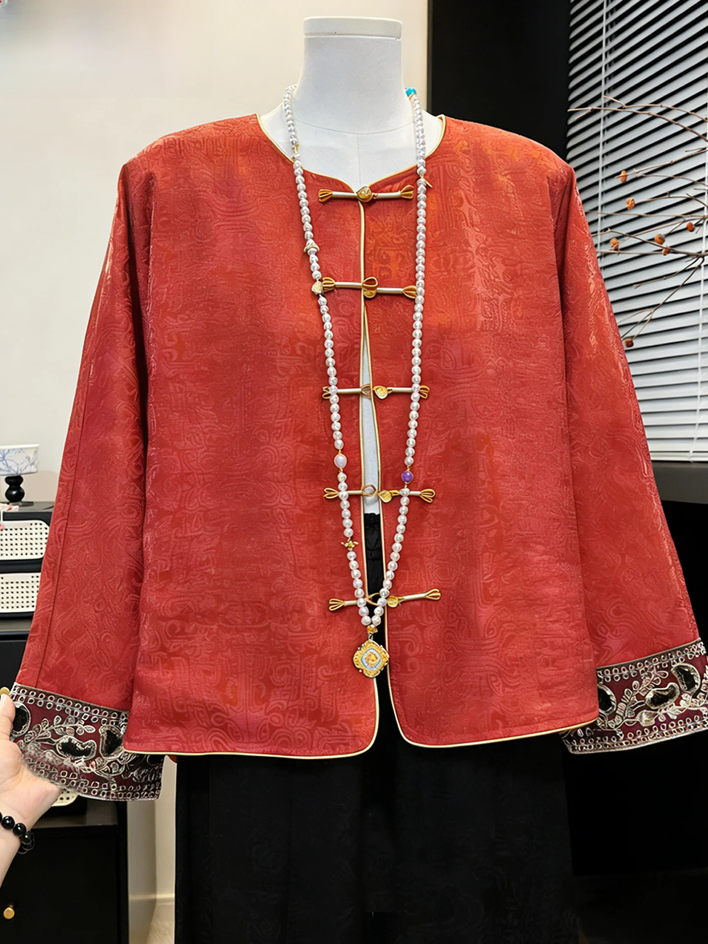 

New Chinese Sle Tang Suit Jaet Ele Aosphere Outerwear for Middle-Aged Mothers Spring Autumn Open Cardigan