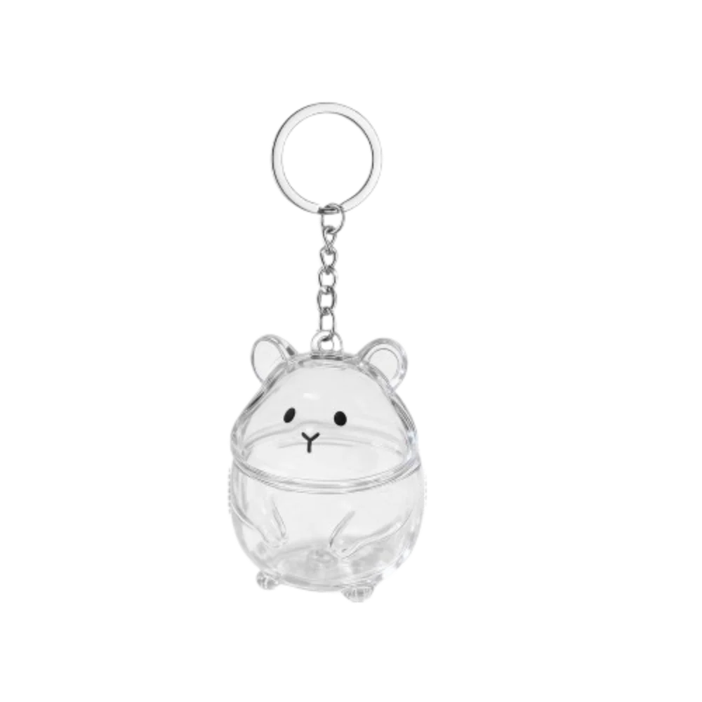 

Transparent Acrylic Keychain Cat Hair Storage Capsule Animal Shaped Handmade Hamster Fur Storage Keychain Stylish Portable