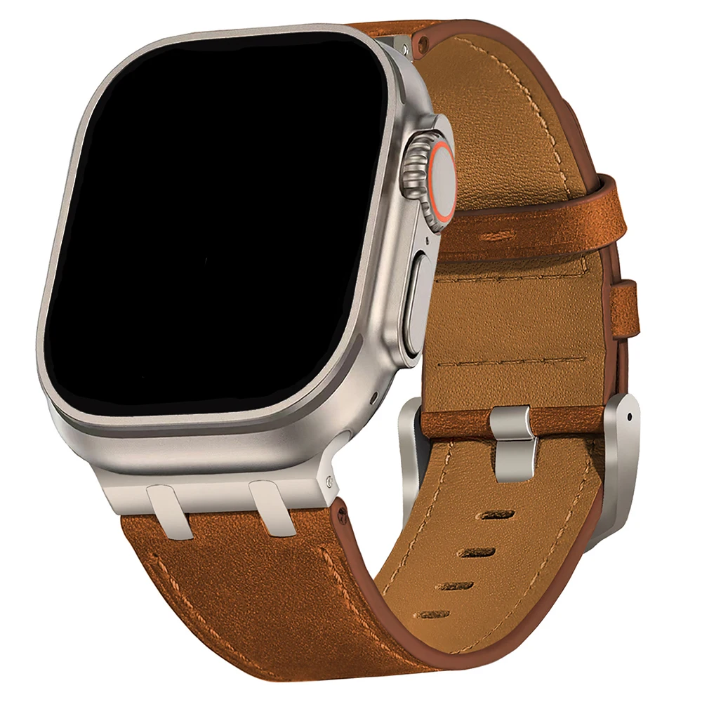 CAOWTAN Lederarmband für Apple Watch Ultra 3 2 49mm Serie 11 10 46mm Luxus-Armband für iWatch 10 9 8 7 6 5 4 SE Ultra 44 45mm 4