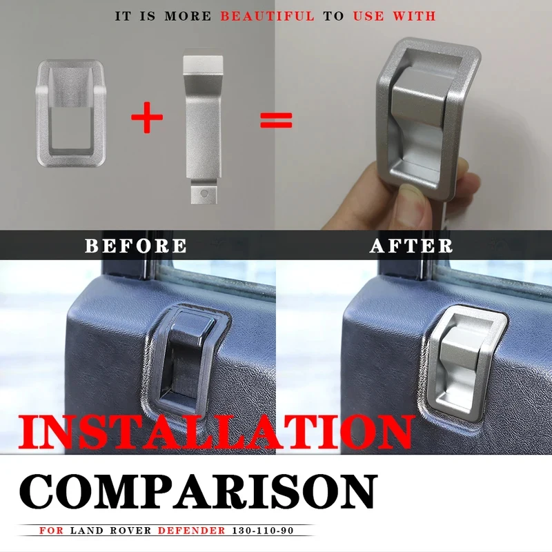 Aluminum Alloy For Land Rover Defender 90 110 130 2004-2019 Car Internal door latch Outside frame handle decoration cover