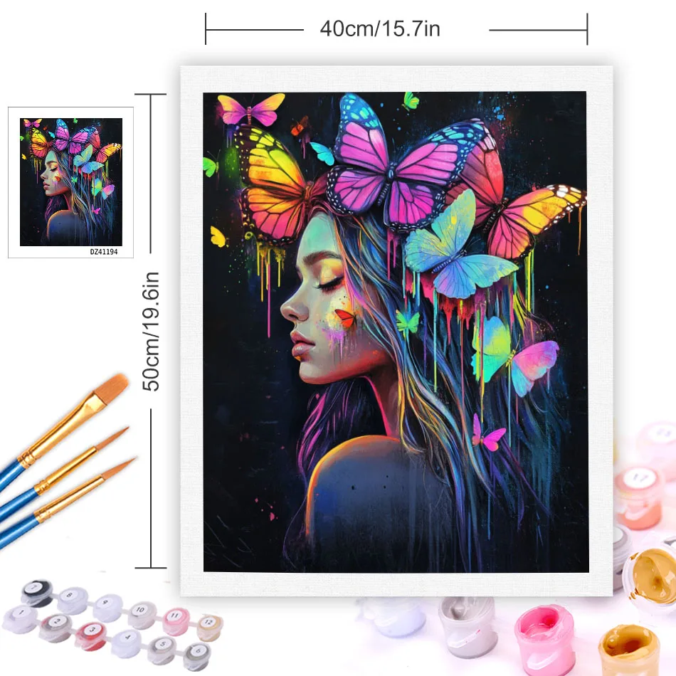 GATYZTORY Diy Painting By Numbers For Adults Kits Acrylic Paints Abstract Girl Picture On Canvas Handwork For Home Wall Art Deco