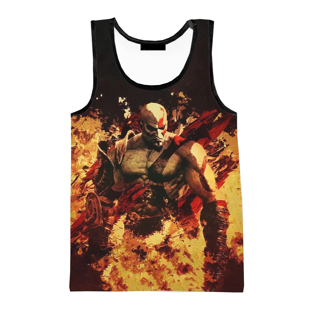 Game God of War Tank Tops 3d Print Sleeveless Tank Tops Summer Casual O Neck Men Gym Clothing Harajuku Campaign Vest