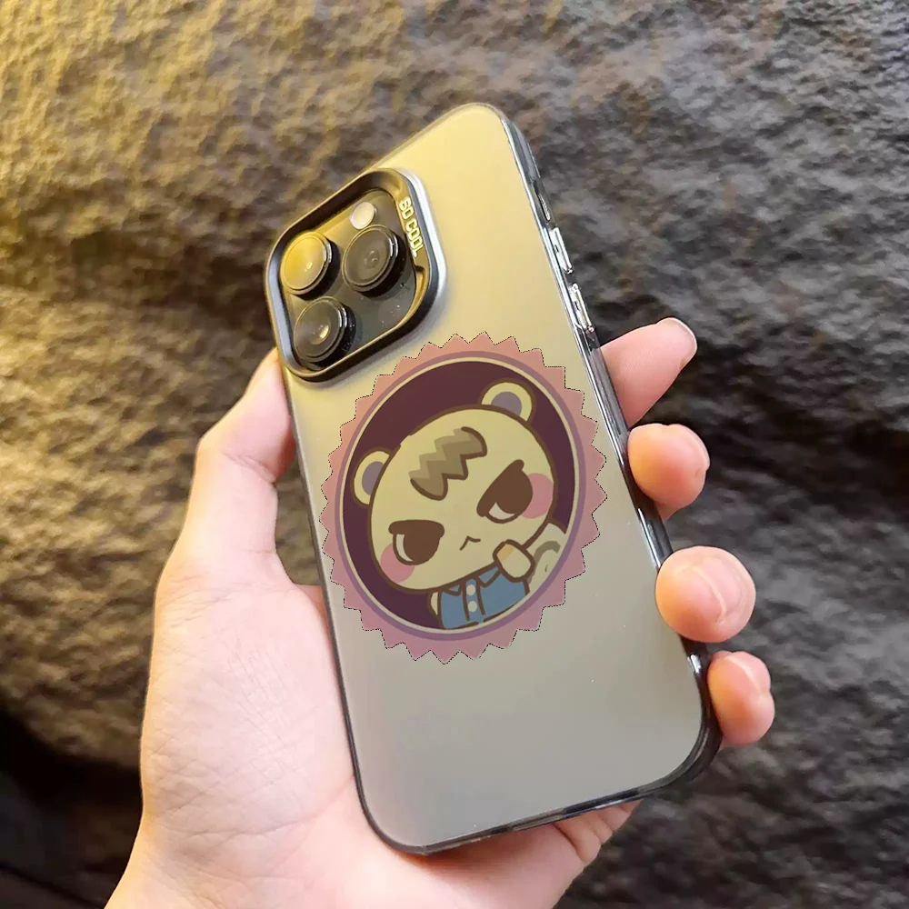 A-AnimalS C-crossing Phone Case IMD Color Silver Shell For IPhone 16 15 14 13 12 11 X XR Pro Max Plus