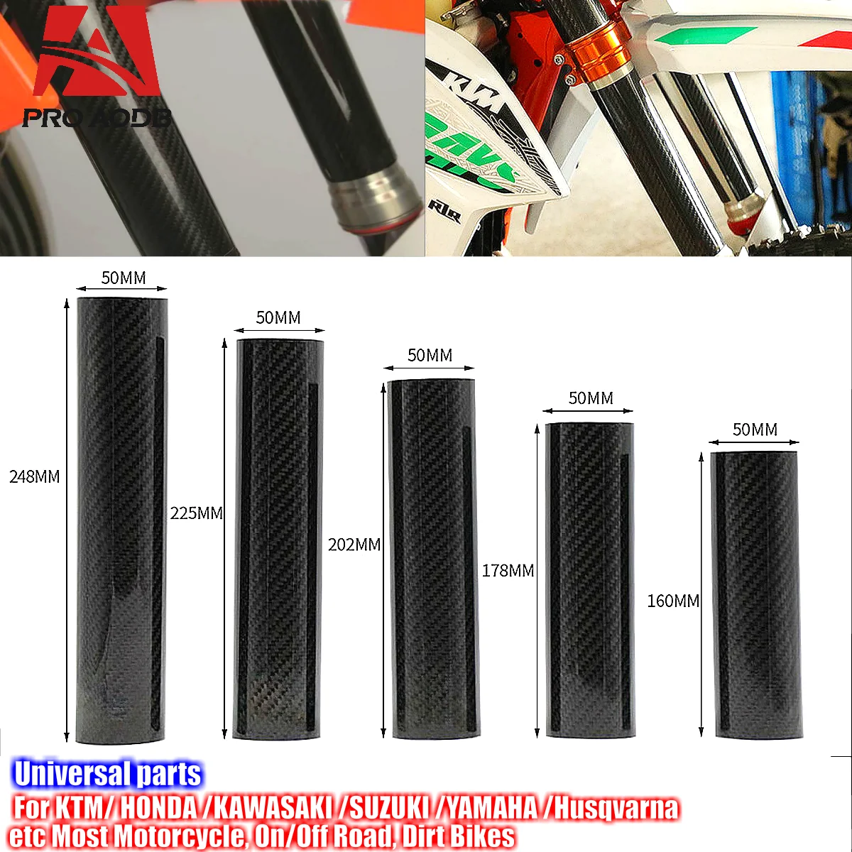 

Motorcycle Multiple sizes Carbon Fiber Adjustable Front Fork Shock Guard Protector For KTM EXC SX SXF XC XCF XCW EXCF XCFW