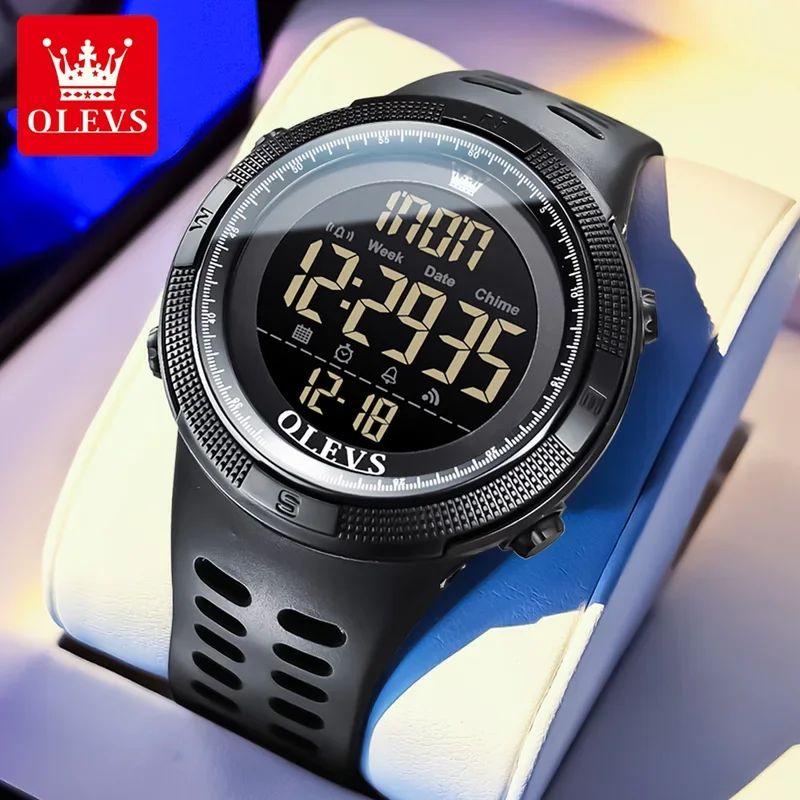 

Olevs 1109 men's electronic quartz watch silicone strap business sports waterproof luminous chronograph Luxury men digital watch