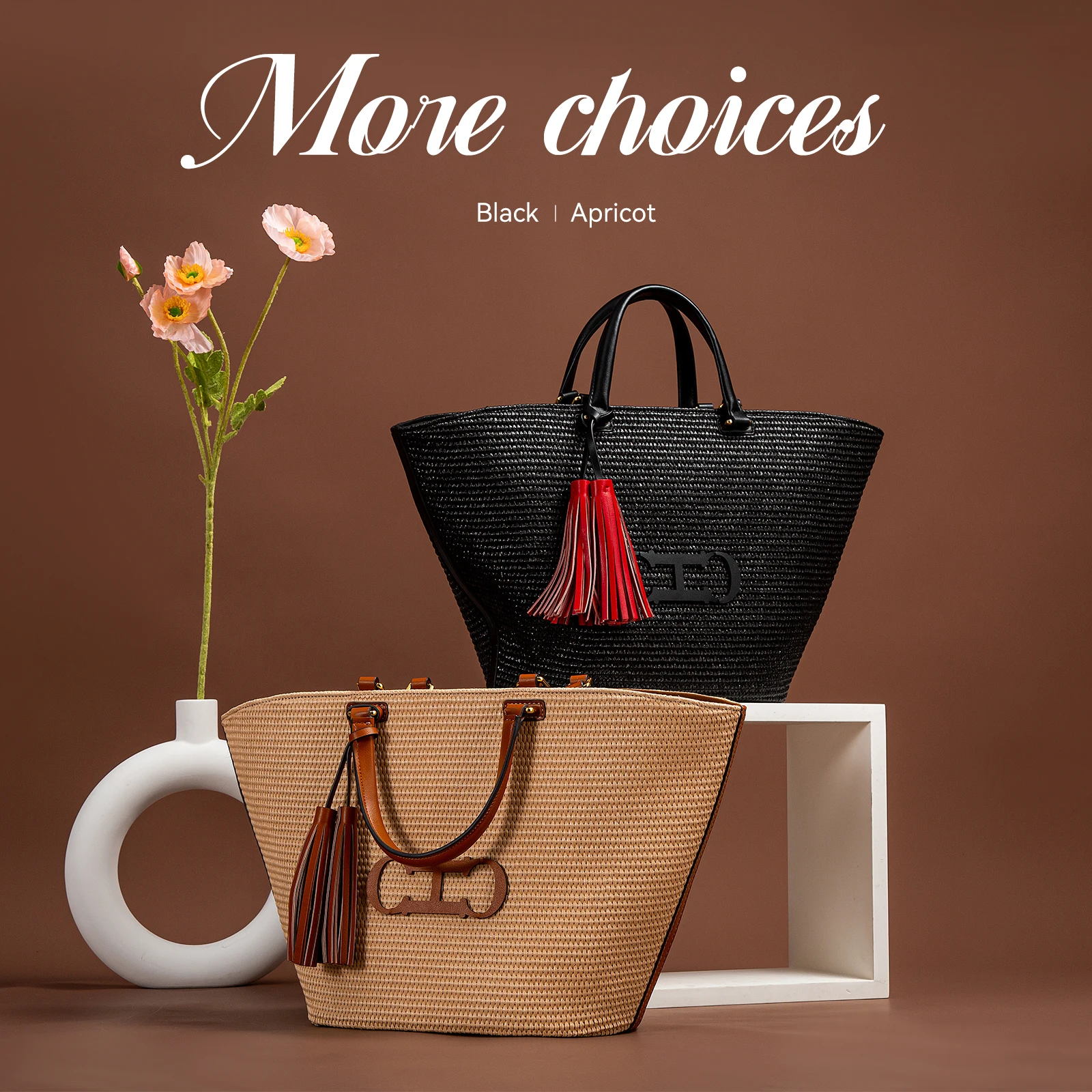 CHCH Tote Bag 2024 New Weaving Texture Large Capacity Beach Bag Vacation Travel Top Handbag