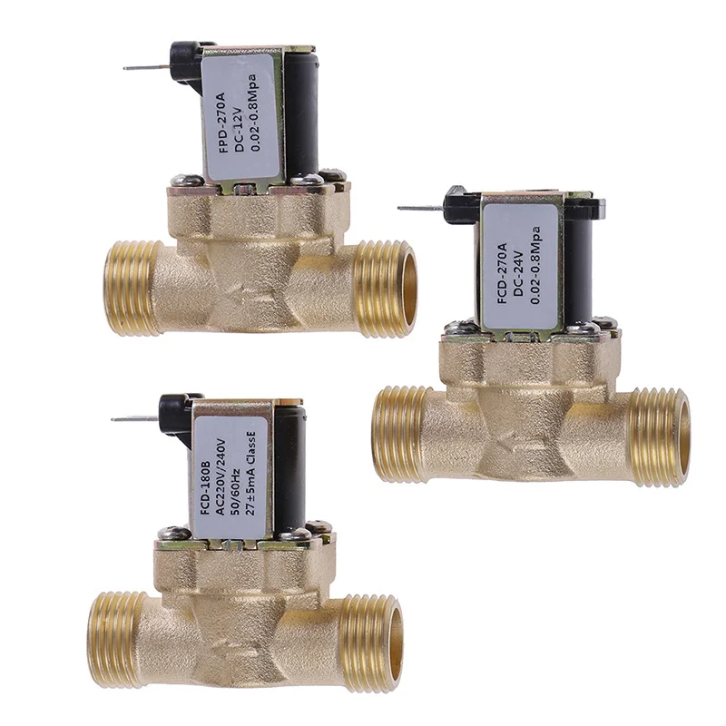 Brass Electric Solenoid Valve AC220V DC12V Normally Closed G1/2 Inch Integrated Water Control Solenoid Valve for Plumbing