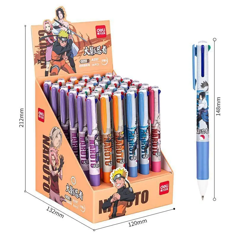 Naruto animation surrounding cute four-color press ballpoint pen students black red blue green style learning stationery gift