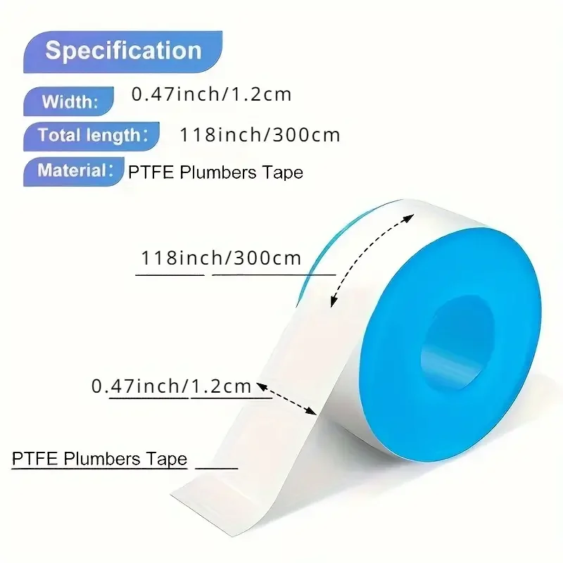 PTFE Water Pipe Tape Oil-free Sealing Tape Fitting Thread Seal Tape White Pipe Thread Seal Raw Material Tape Home Essential