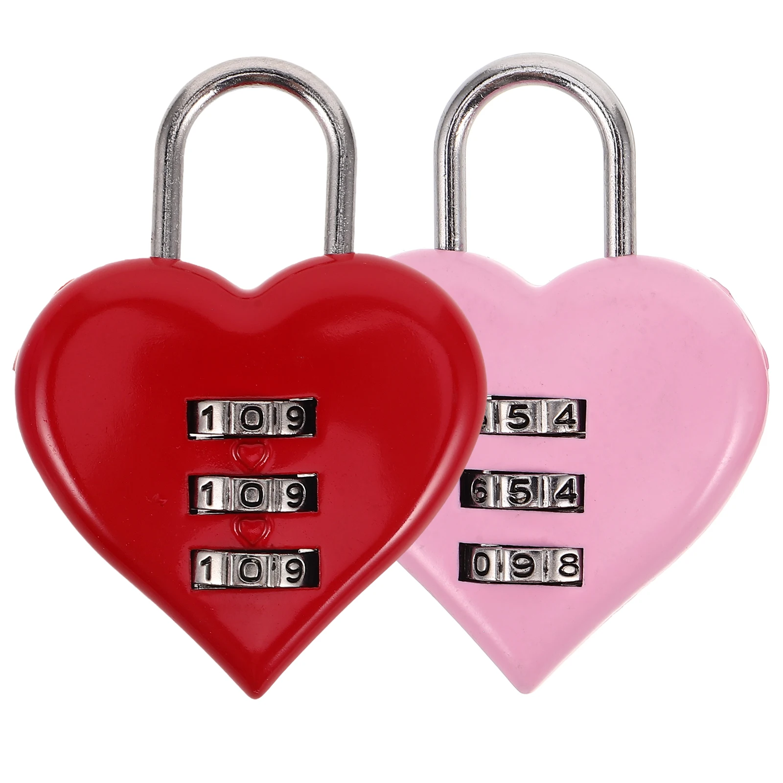 

2 Pcs Heart Shaped Password Lock Jewelry Box Wear Resistant Padlock Cable Compact Locker Valentine Kids DIY Craft Gifts