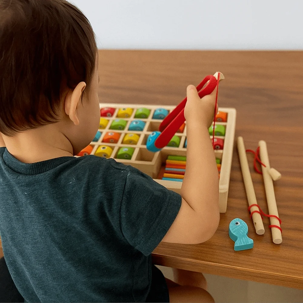 Met genummerd houten magnetisch visspel Vroeg onderwijs Interactief bijpassend bordspel Montessori-leerspel