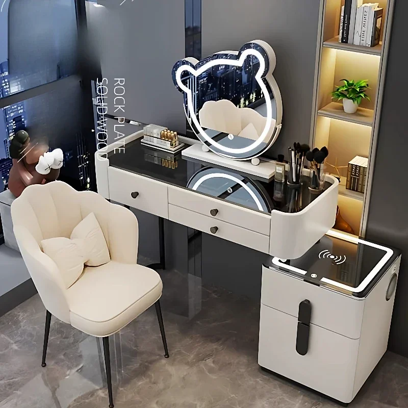 

Bedroom Furniture Makeup Dressing Table with Led Mirror Dresser Room Drawers Makeup Vanity Desk Coiffeuse Make Up Station
